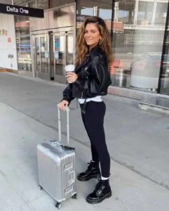 Leather Jacket Airport Outfit