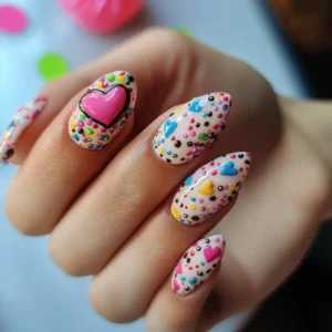 Birthday Heart Nails