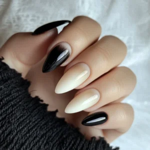 Black and White Summer Ombre Nails