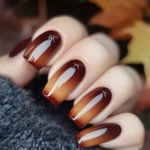 Cinnamon Ombre Fall Nail Design