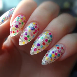 Glitter Birthday Nail Design