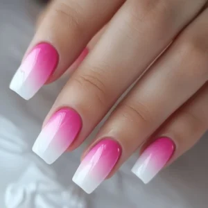 Pink and White Summer Ombre Nails