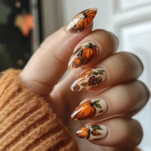 Pumpkin Spice Fall Nail Design