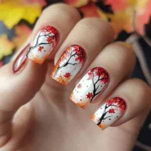 Simple fall nail design
