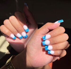 Swirly French Tips Nails