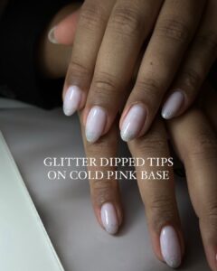 Glitter-Dipped Tips white nails
