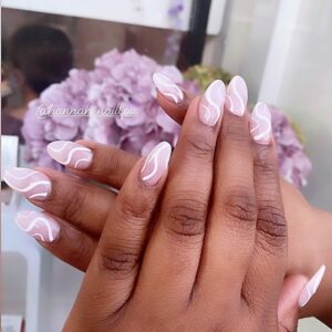 Abstract White Swirls nails