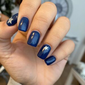 Midnight Blue Stars nails