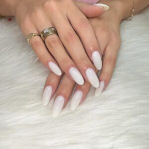 Almond-Shaped White Nails