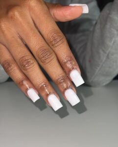 Short White Squares nails