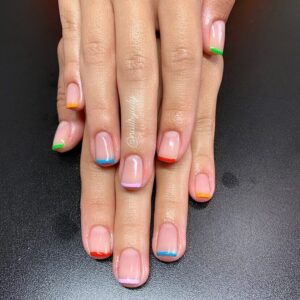 French Tips with Neon Pop
