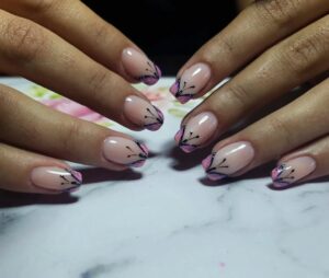 French Tips with Butterfly Decals