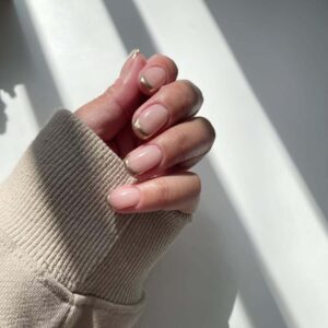 French Tips with Gold Foil