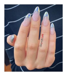 Holographic French Tips Nails