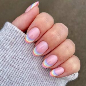 Pastel Rainbow French Tips