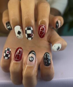 short nail Checkerboard Print
