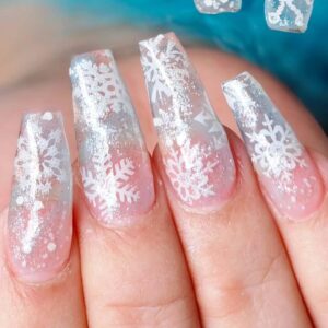 White with Snowflakes nails